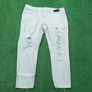 NWT ANA A NEW APPROACH MID-RISE SKINNY ANKLE‎ AQUA SMOKE Denim JEANS 14 NEW!